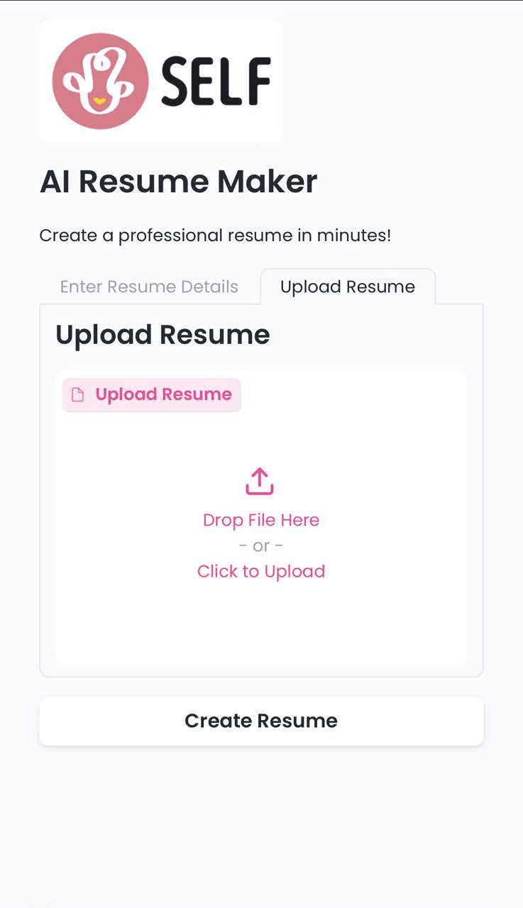 AI Resume Maker Interface